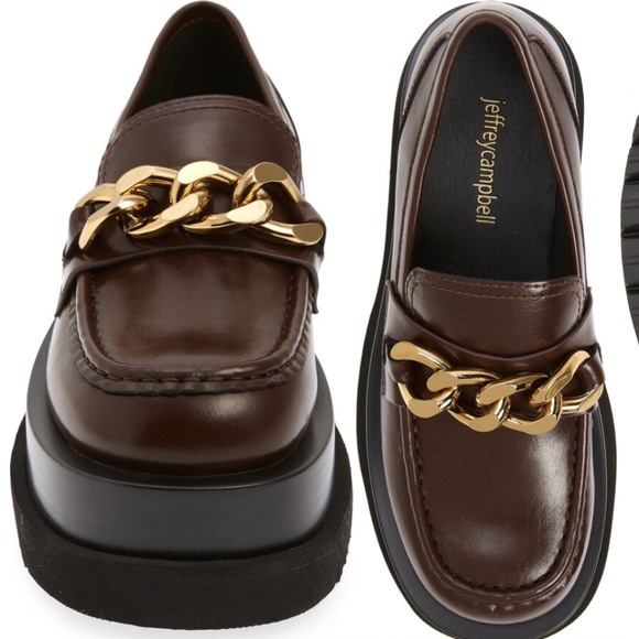 Jeffrey Campbell Shoes - Jeffrey Campbell Recess Platform Loafer - Women's Size 7.5 - BROWN/ GOLD